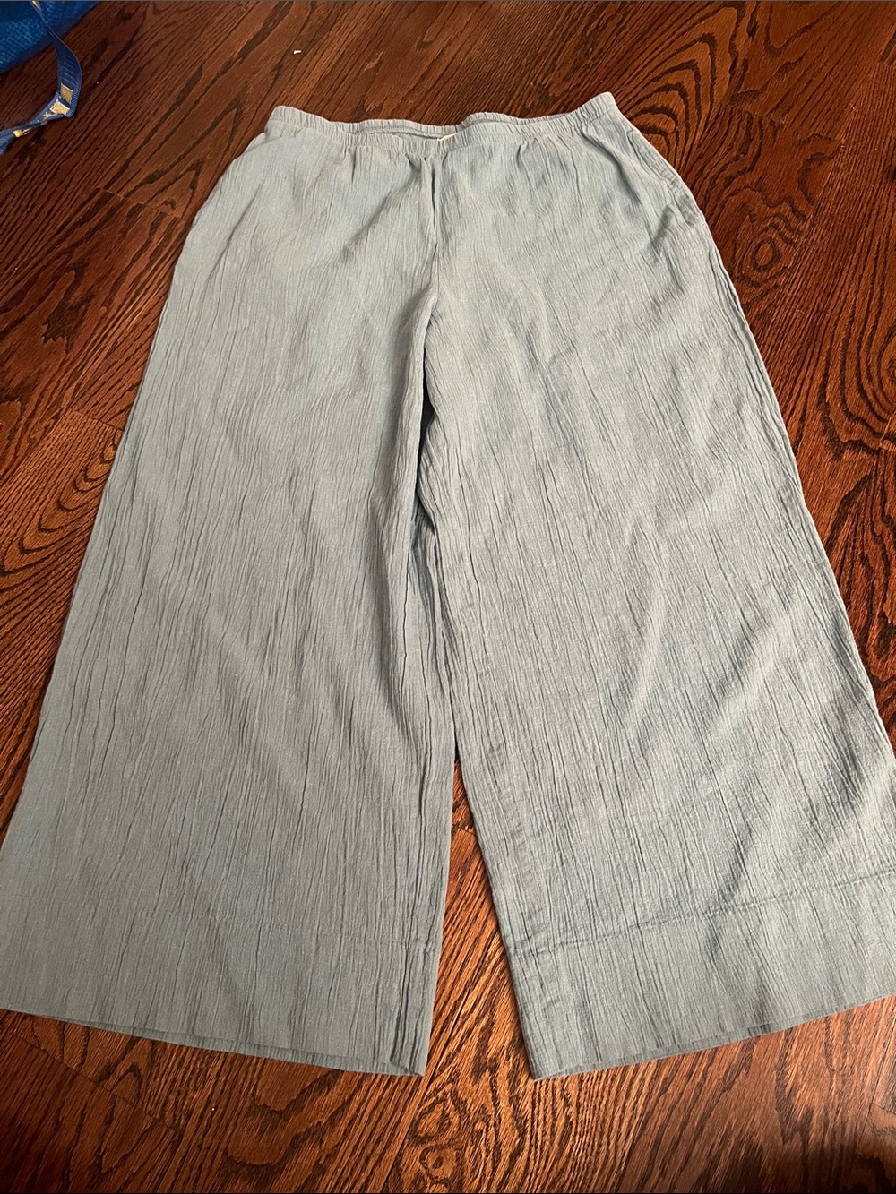 NEW! J. Jill Wide-Leg Linen Cotton Blend Pull-On Pants in Light Blue-Gray